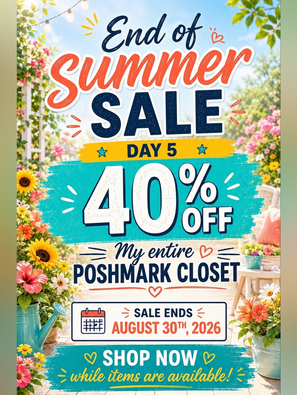 End of Summer SALE - 40% Off Entire Closet